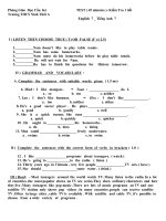 Đề KT, thi HK II môn anh văn 7