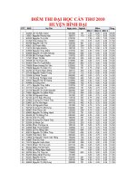 ĐIỂM THI ĐẠI HỌC CẦN THƠ 2010 HUYỆN BÌNH ĐẠI
