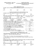 Đáp án đề thi học sinh giỏi anh lớp 7 pps