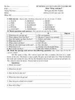 Đề thi KS tiếng Anh Lop 5