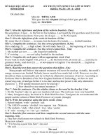 Đề thi tuyển sinh lớp 10 THPT môn Tiếng Anh -tỉnh Bình Định năm học 2010-2011