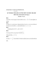 Đề thi hoc sinh gioi toan tinh Phú Yên bang A