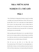 M&A: NHỮNG KINH NGHIỆM CỦA THẾ GIỚI - Phần 1 potx