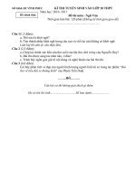 Đề thi tuyển sinhTHPT (Vĩnh Phúc)