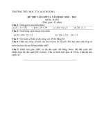 Đề thi vào lớp HS giỏi Khối 3 - Toán (năm học 10-11)