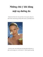 Những chú ý khi dùng mặt nạ dưỡng da doc