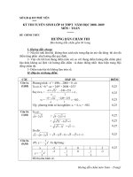 KỲ THI TUYỂN SINH LỚP 10 THPT NĂM HỌC 2008 -2009 Đáp án - MÔN  TOÁN - Chuyên