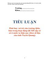 Tiểu luận: Phát huy vai trò trưởng thôn, bản trong hoạt động quản lý xã hội potx