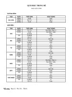 Lịch học trong hè