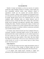 Summary of doctoral thesis medicine research on some related factors to dao women health care services in socio cultural aspects in bach thong district, bac kan province