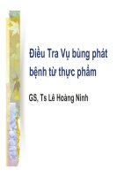 Bài giảng Điều tra vụ bùng phát bệnh từ thực phẩm  Lê Hoàng Ninh