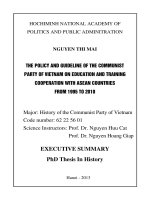Executive summary PHD thesis in history the policy and guideline of the communist party of vietnam on education and training cooperation with ASEAN countries from 1995 to 2010