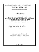 Tóm tắt luận án tiến sĩ chuyên ngành quan hệ quốc tế quan hệ đối tác hợp tác chiến lược hàn quốc – việt nam và triển vọng trong bối cảnh thay đổi hệ thống quản trị toàn cầu trong thế kỷ 21