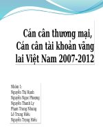Cán cân thương mại ,cán cân tài khoản vãng lai 2007 2012