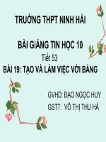 TIN HỌC 10- BÀI 19: TẠO VÀ LÀM VIỆC VỚI BẢNG