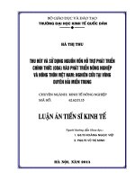 Thu hút và sử dụng nguồn vốn hỗ trợ phát triển chính thức (ODA) vào phát triển nông nghiệp, nông thôn việt nam nghiên cứu tại vùng duyên hải miền trung