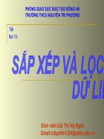 Sắp xếp và lọc dữ  liệu