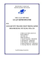 Tiểu luận luật kinh doanh  GIẢI QUYẾT TRANH CHẤP TRONG KINH DOANH BẰNG TỐ TỤNG TÒA ÁN