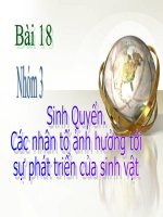 Bài 18. Sinh Quyển - Các nhân tố ảnh hưởng tới sự phát triển của sinh vật.