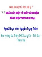 chất dẫn điện - Chất cách điện Dòng điện trong kim loại