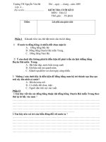 dề kiểm tra cuối kì I: KH-LS-ĐL