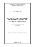 Summary of thesis of educational science developing instructional skills for cooperative learning for lower secondary teachers