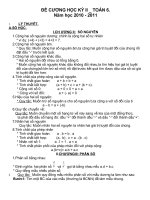 Đề cương ôn tập toán 6 HK II năm học 2010 - 2011 potx