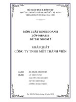 Tiểu luận luật kinh doanh KHÁI QUÁT CÔNG TY TNHH MỘT THÀNH VIÊN