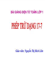 Phép trừ dạng 17-7