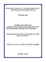 Tóm tắt luận án tiến sỹ nông nghiệp nghiên cứu chọn tạo giống ngô lai trung ngày năng suất cao cho vùng đông nam bộ và tây nguyên