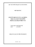 Tóm tắt luận án tiến sĩ kinh tế chuyển dịch cơ cấu lao động theo ngành ở thái bình trong giai đoạn hiện nay