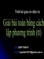 GIẢI TOÁN BẰNG CÁCH LẬP PHƯƠNG TRÌNH