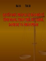 Bài 16 Quyền được pháp lật bảo hộ về tính mạng, thân thể, sức khoẻ, danh dự và nhân phẩm