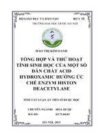 TỔNG HỢP VÀ THỬ HOẠT TÍNH SINH HỌC CỦA MỘT SỐ  DẪN CHẤT ACID  HYDROXAMIC HƯỚNG ỨC  CHẾ ENZYM HISTON  DEACETYLASE