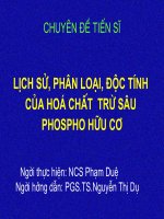 lịch sử, hóa chất, phân loại, độc tính của phospho hữu cơ