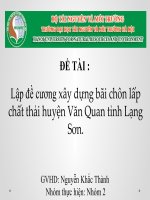 Đề tài: Lập đề cương xây dựng bãi chôn lấp chất thải huyện Văn Quan tỉnh Lạng Sơn