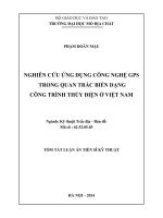 Nghiên cứu ứng dụng công nghệ GPS trong quan trắc biến dạng công trình thủy điện ở Việt Nam (tóm tắt)