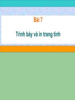 bài 7. trình bày và in trang tính