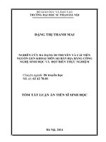 Nghiên cứu đa dạng di truyền và cải tiến nguồn gen khoai môn sọ bản địa bằng công nghệ sinh học và đột biến thực nghiệm (tóm tắt) + toàn văn