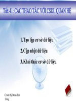 CÁC THAO TÁC VỚI CSDL QUAN HỆ