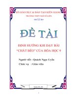 sáng kiến kinh nghiệm định hướng khi dạy bài “chất béo” của hóa học 9