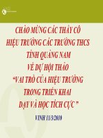 Vai trò của HT trong triển khai dạy học tích cực