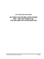 Hệ thống câu hỏi rèn luyện kĩ năng đọc hiểu tác phẩm tự sự cho học sinh lớp chuyên ngữ văn