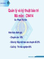 Quản lý và kỹ thuật bảo trì Chương 1-2