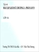 Bài tập Lịch Sử 8 (tiết 44, chuong 1 phần Lịch sử Việt Nam)