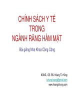 Bài giảng Nha khoa công cộng: Chính sách y tế trong ngành răng hàm mặt  Hoàng Tử Hùng