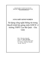 sử dụng công nghệ thông tin trong thuyết trình bài giảng môn gdcd  ở trường thpt cao bá quát