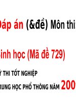 Đáp án (&đề) Môn  SINH (mã 729) thi TỐT NGIỆP THPT NGÀY 2-6-09