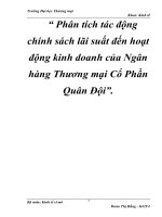 Phân tích tác động chính sách lãi suất đến hoạt động kinh doanh của Ngân hàng Thương mại Cổ Phần Quân Đội