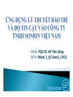 Thuyết trình ứng dụng lý thuyết bảo trì và độ tin cậy vào công ty TNHH sonion việt nam